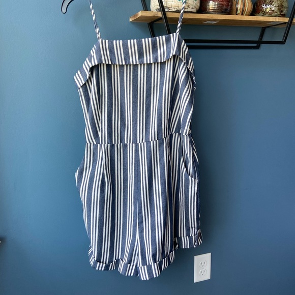 True Craft Pants - True Craft Blue Stripe Romper- Size L